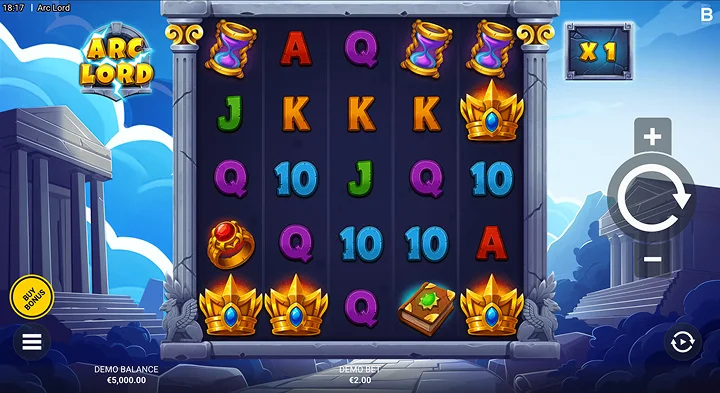 Själva spelet på 5x5-nätet i Arc Lord
